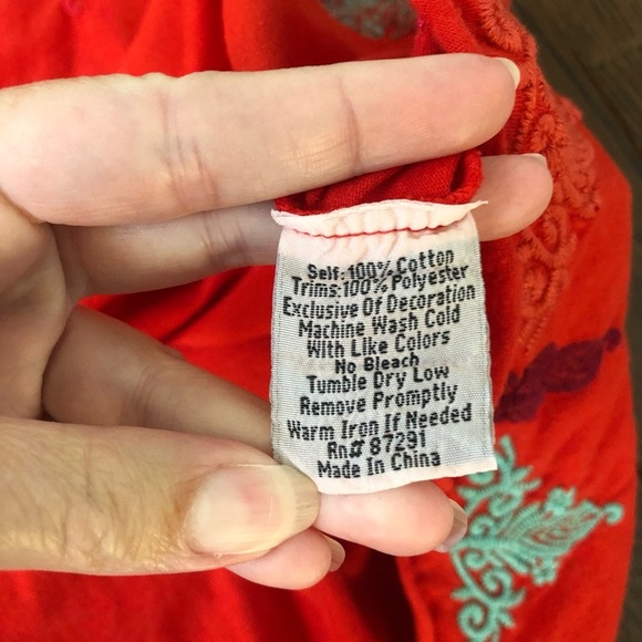 Johnny Was Women’s S Red Floral V-Neck Embroidered Midi Fit & Flare Dress - Picture 13 of 13